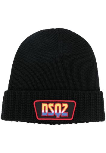 Dsquared2 logo-patch ribbed-knit beanie - Nero