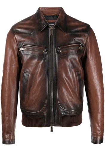 Dsquared2 faded-effect leather jacket - Marrone