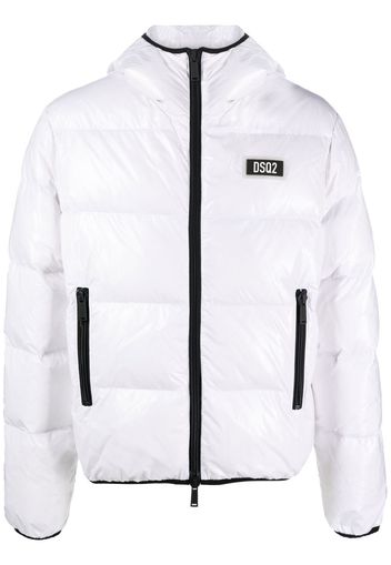 Dsquared2 logo-patch hooded down jacket - Bianco