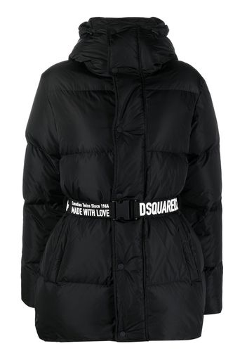 Dsquared2 logo-print belted puffer - Nero