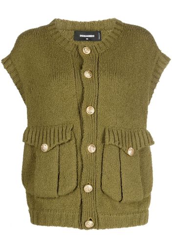 Dsquared2 flap-pocket short-sleeve cardigan - Verde