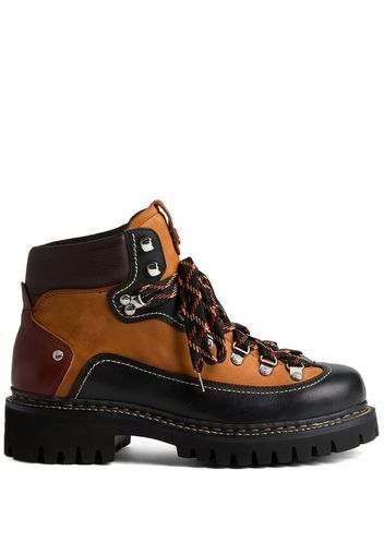 Dsquared2 panelled leather hiking boots - Marrone