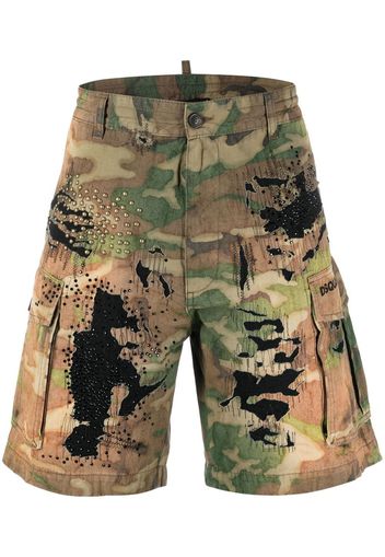 Dsquared2 logo-print distressed shorts - Verde