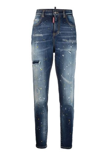 Dsquared2 paint splatter skinny jeans - Blu