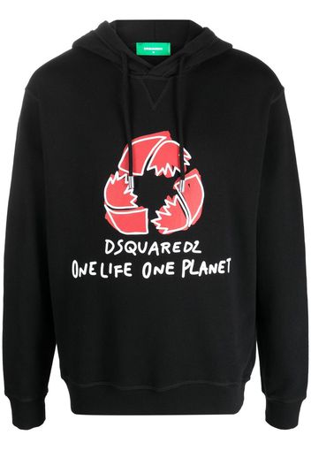 Dsquared2 logo-print drawstring hoodie - Nero