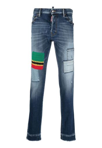 Dsquared2 patchwork-detail slim-fit jeans - Blu