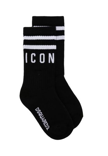 Dsquared2 Kids signature Icon-stripe cotton socks - Nero