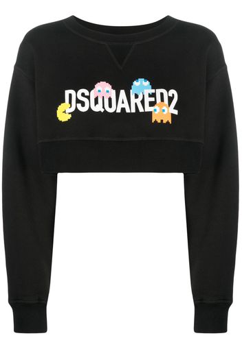 Dsquared2 Felpa crop con stampa - Nero