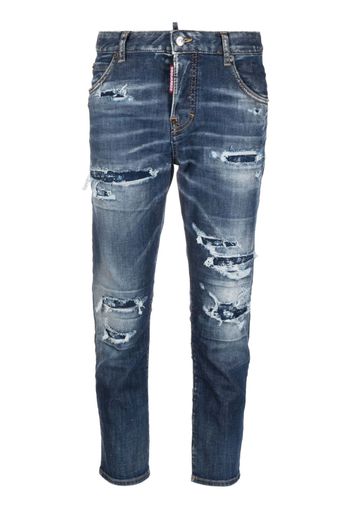 Dsquared2 Jeans crop con effetto vissuto - Blu