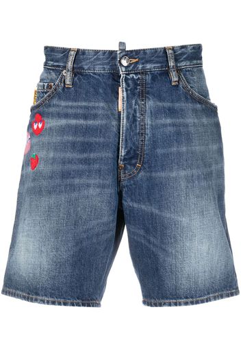 Dsquared2 Shorts denim con ricamo - Blu