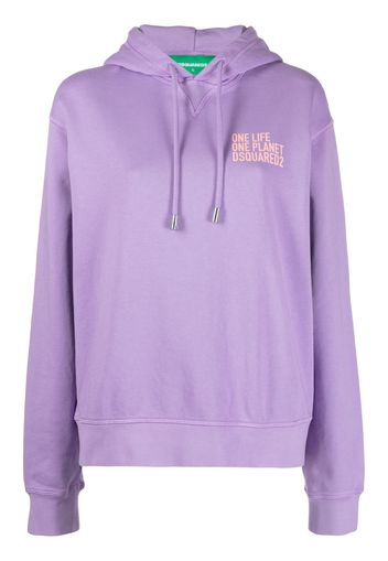 Dsquared2 slogan-print organic-cotton hoodie - Viola