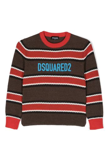 Dsquared2 Kids Maglione a righe - Marrone