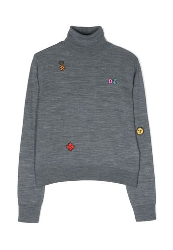 Dsquared2 Kids Maglione a collo alto con stampa - Grigio