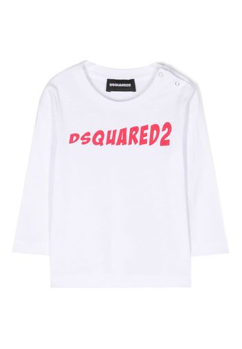 Dsquared2 Kids T-shirt a maniche lunghe con stampa - Bianco