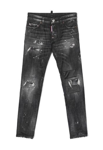 Dsquared2 Kids Jeans slim con effetto vissuto, Bermuda Jeans Feminina  Cintura Alta Barr - Dsquared2, Nero