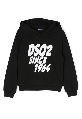 Dsquared2 Kids logo-flocked cotton hoodie - Nero