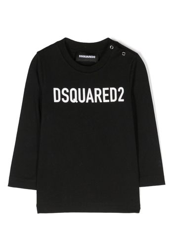 Dsquared2 Kids T-shirt a maniche lunghe con stampa - Nero