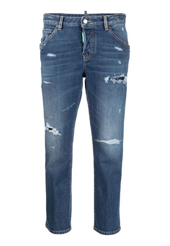 Dsquared2 distressed slim-fit cropped jeans - Blu