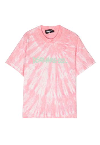 Dsquared2 Kids logo-print tie-dye cotton T-shirt - Rosa