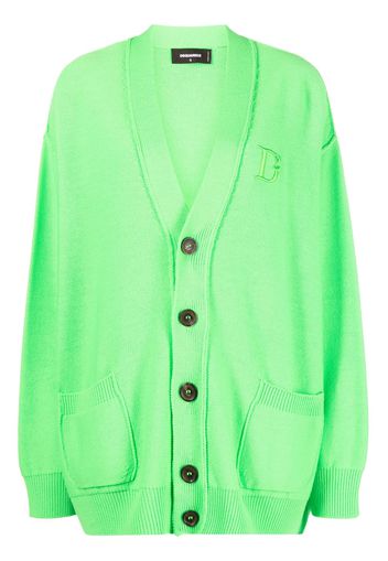 Dsquared2 embroidered-logo virgin wool cardigan - Verde