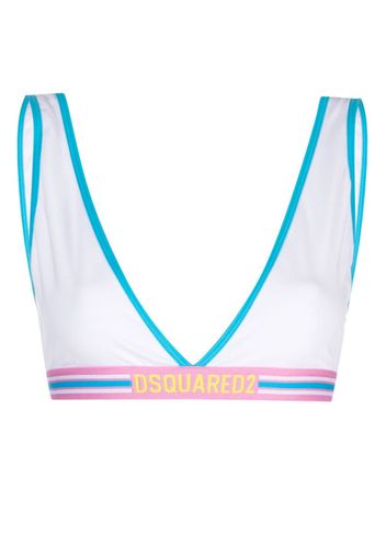 Dsquared2 logo-underband V-neck bra - Bianco