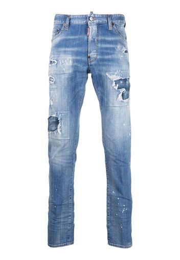 Dsquared2 paint-splatter slim-fit jeans - Blu