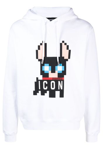 Dsquared2 signature Icon-motif cotton hoodie - Bianco