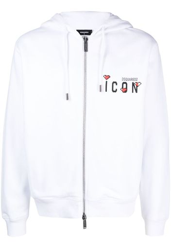 Dsquared2 signature Icon-motif zip-up hoodie - Bianco