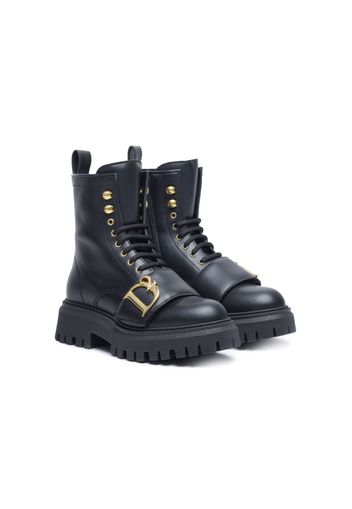 Dsquared2 Kids logo-plaque leather ankle boots - AH990
