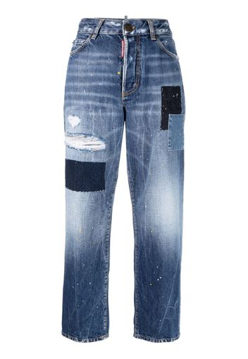 Dsquared2 paint-splatter straight-leg jeans - Blu