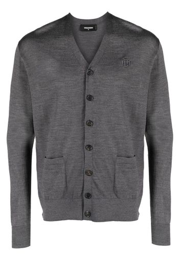 Dsquared2 embroidered-logo knit cardigan - Grigio