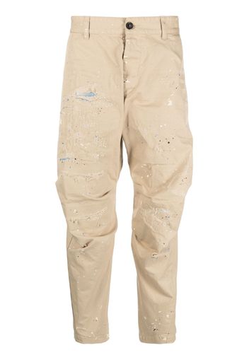 Dsquared2 distressed-effect cotton cropped trousers - Toni neutri