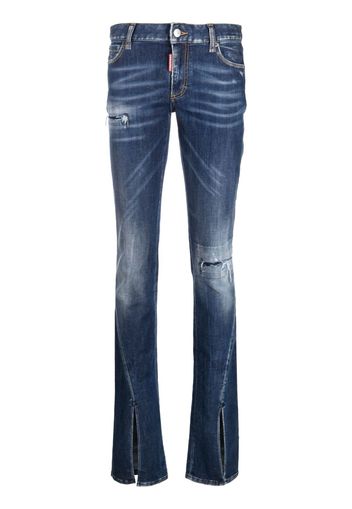 Dsquared2 distressed-effect slit-hem skinny jeans - Blu