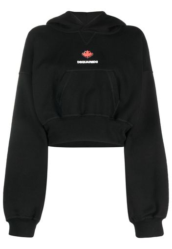 Dsquared2 Felpa crop con cappuccio - Nero