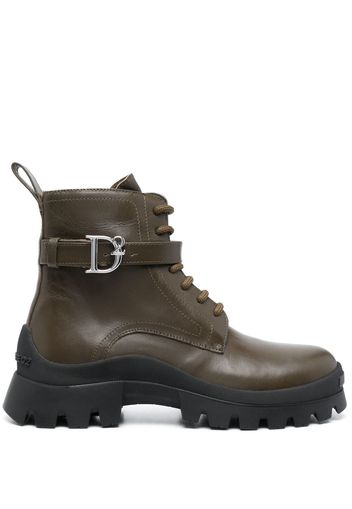 Dsquared2 logo-buckle detail ankle boots - Marrone