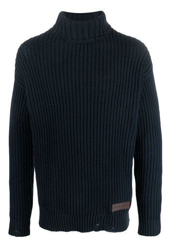 Dsquared2 logo-patch roll-neck knitted jumper - Blu