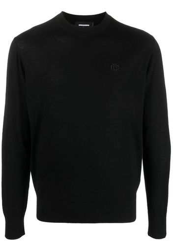 Dsquared2 embroidered-logo virgin-wool sweatshirt - Nero