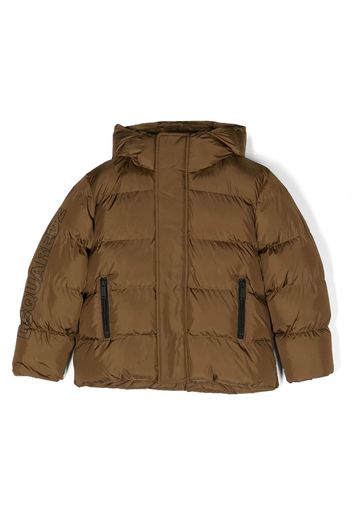 Dsquared2 Kids logo-print padded hooded jacket - Marrone