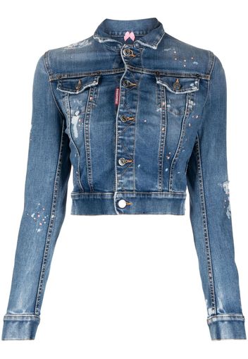 Dsquared2 Giacca denim con stampa - Blu