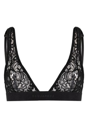 Dsquared2 logo-embroidered lace bra - Nero