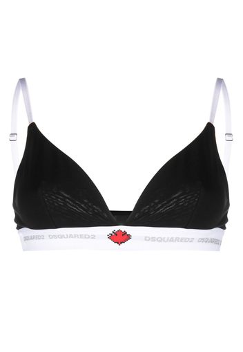 Dsquared2 Leaf-print logo-waistband bra - Nero