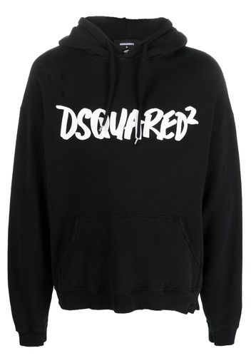 Dsquared2 logo-print distressed-effect hoodie - Nero