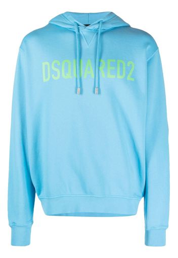 Dsquared2 logo-print cotton hoodie - Blu