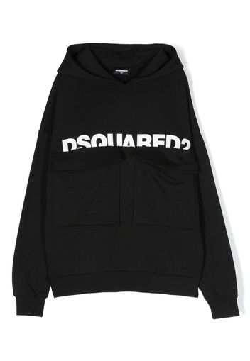 Dsquared2 Kids logo-print cotton hoodie - Nero