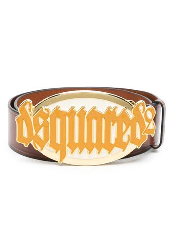Dsquared2 logo-plaque leather belt - Marrone
