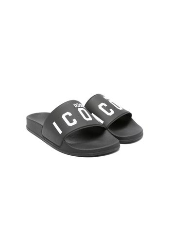 Dsquared2 Kids Sandali slides con stampa - Nero