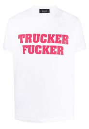 slogan-print box-cut T-shirt