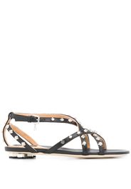 maple leaf studded flat sandals