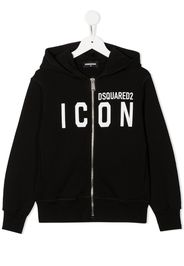 logo-print zip-up hoodie