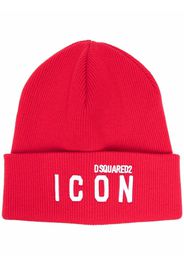 Dsquared2 Icon logo-embroidered knitted beanie - Rosso